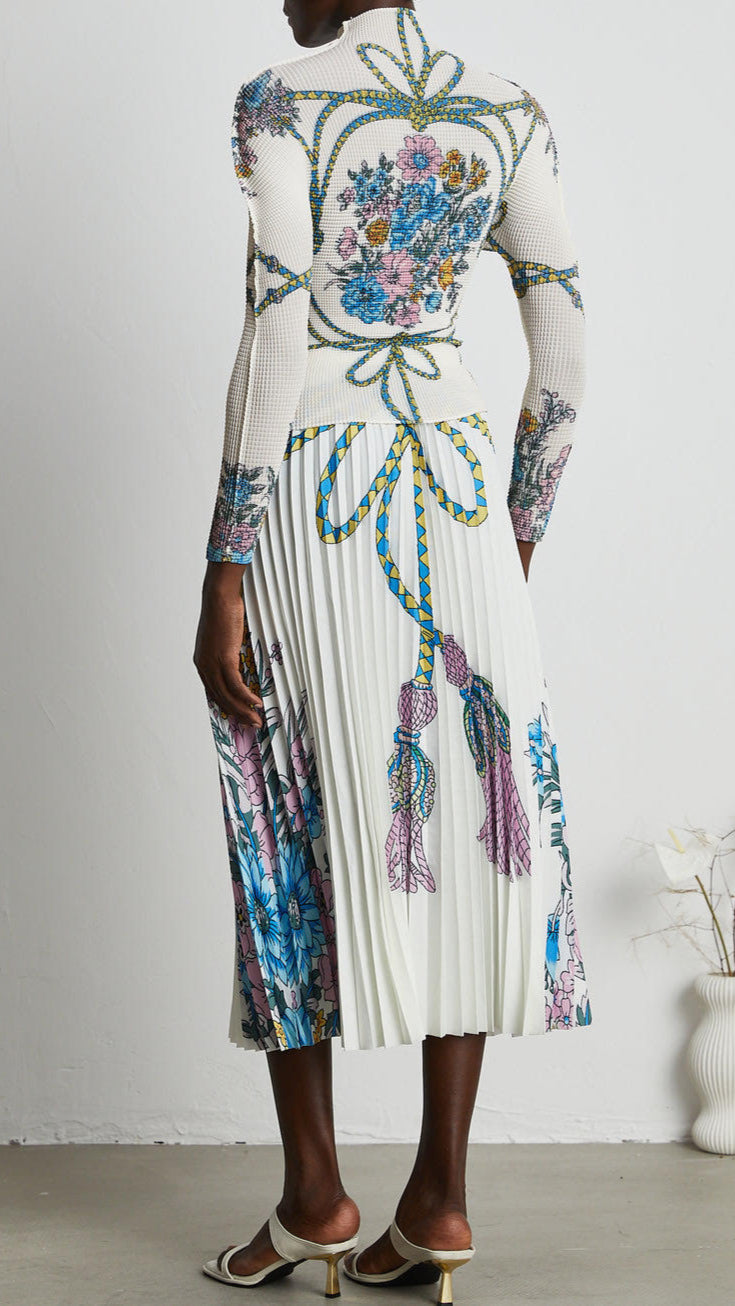 Butterflies and flowers Top and pleated Skirt